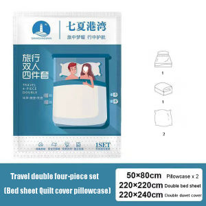 Disposable Bed Sheet Set Disposable Travel Bedsheet Cover Hotel Bedsheets Vacuum Pack Bed Sheets Set Pillow Case Quilt Cover Queen Size 一次性旅行床单套