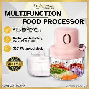 【𝟐 𝐂𝐔𝐏𝐒】Mini Blender Garlic Chopper Cordless Tanpa Wired Rechargeable USB Garlic Food Processor Meat Grinder