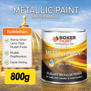 (800g) BOXER Metallic Paint Water Based Cat Lis Kayu Besi Tembok