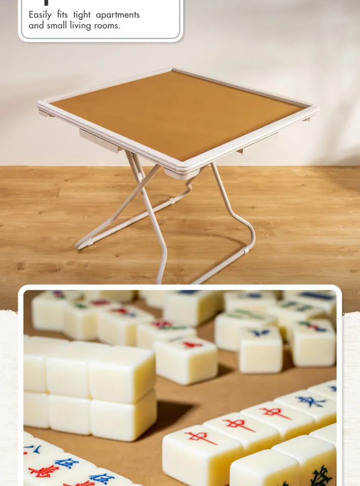 HOUZE] Zen Suede Mahjong Table 2 Colors (Grey/Khaki) - Wooden
