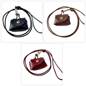Elegant PU Leather Key Pouch Necklace Small Purse for Womens and Girls Fashionable Mini Pocket Necklace