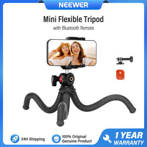NEEWER TP34 Flexible Tripod with Remote Mini Camera Phone Tripod Stand with Hidden Phone Holder & Action Camera Adapter for GoPro Insta360 iPhone Samsung