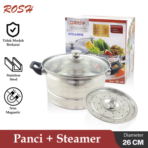 ROSH Panci Masak Stainless Steel Dengan Steamer Sauce Pot Non-Magnetic ROS