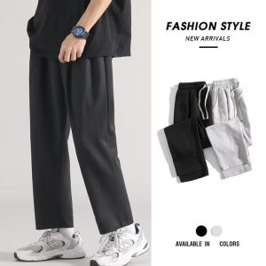 【Z1BEE】M-5XL Mens Summer Loose Fit Wide Leg Thin Solid Color Joggers Large Size Black and Gray Suitable for Sports