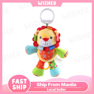 Baby Cartoon Animal Plush Toys Built-in Rattle Sensory Toys Drawstring Musical Plush Toys as Baby Gifts