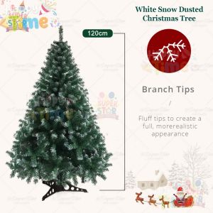 【Happy Time】4/5/6/7ft Artificial Christmas Tree Green Pine Dense Branches with Metal Stand for Home Office Shop Holiday Decoration Indoor Outdoor INS Style Backdrop Photobooth Setup