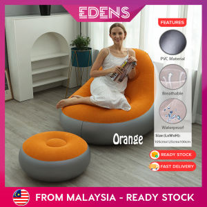 EDENS Inflatable Flocking Air Single Chair With Footrest Lazy Sofa Foldable Indoor And Outdoor Sofa Malas Pam Udara Sofa Beanbg Kembung - Fulfilled by EDENS