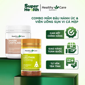 Combo Mầm Đậu Nành Úc Healthy Care Lecithin 100 Viên & Viên Uống Sụn Vi Cá Hỗ Trợ Xương Khớp Shark Cartilage 200 Viên