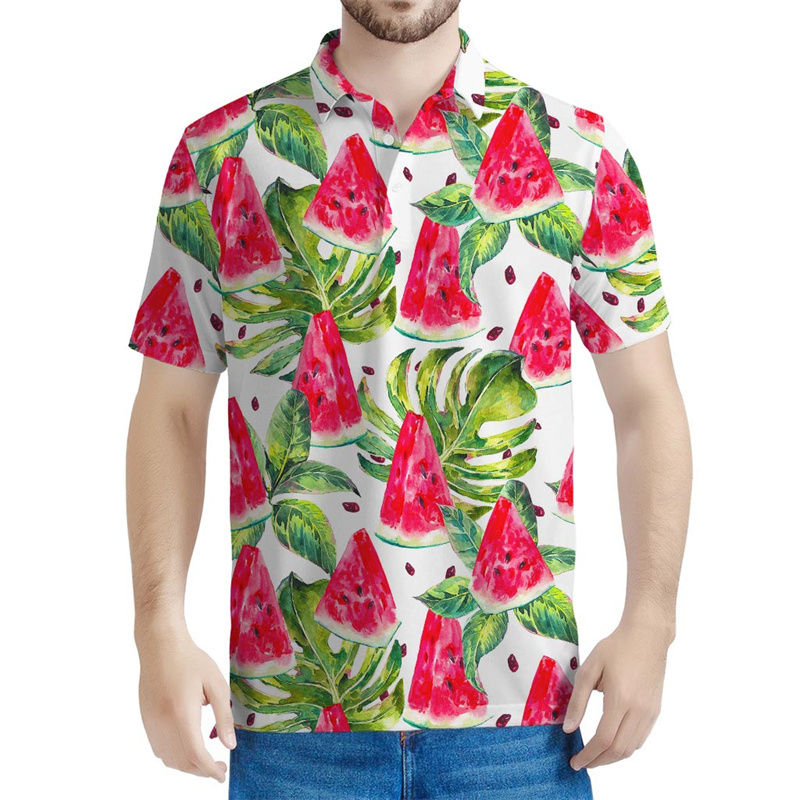 [Local Stock] HBESTY Colorful Watermelon Pattern Polo Shirt Men Women ...