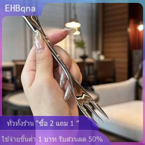 [COD] EHBqna KITCHEN ชุดส้อมโต๊ะสแตนเลสสตีลด้ามยาวชุดช้อนส้อมเกาหลีมีดสลัดผักผลไม้ครัว