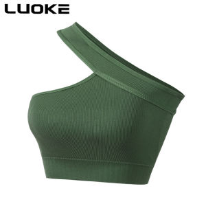 Luoke Girls oversized strapless underwear gathers for comfort sports yoga shock-absorbing bra off shoulder style outerwear tank top Sports and fitness comfortable and casual set