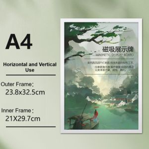 BIGSPOON A3 A4 Magnetic Photo Frame Gambar Magnetic Display Board Photo Certificate Office Adhesive Wall Frame 磁吸相框