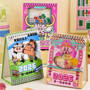 SDFBN Cartoon Calendar Traditional Double Coil Monthly Planner Planning Tool Thick Table Calendar Office
