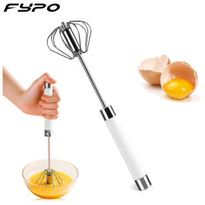 Fypo Egg Whisk Stainless Steel Semi-Automatic Handhold Push-Type Egg Beater Non-Electric Household Silent Blender For Home Kitchen