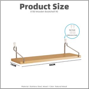 【i.Rumah】Hanging Wall Shelves Rope Swing Wooden Rack Floating Wall Platform Shelf Wall Rack Deco