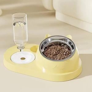 Ceramic Cat Bowl Double Bowl Water Drinking Dog Food Bowl Teddy Food BowlDrinking Water Dog Feeder Cat Double Bowl Separation
