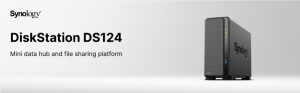 Synology DiskStation DS124 1-Bay 3.5inch Diskless 1xGbE NAS Enclosure Tower Realtek RTD1619B quadcore 1.4GHz1GB RAM2xUSB