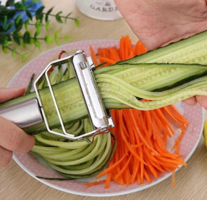 New High Quality Stainless Steel Potato Cucumber Carrot Grater Julienne Peeler Vegetable Fruit Peeler Double Planing Grater Kitchen Gadget Redfur