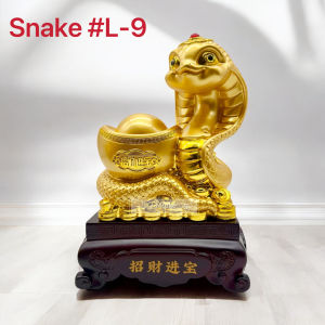 2025 Feng Shui Wood Snake Year Golden Resin Decor for Luck & Wealth Perfect for Your Home or Office