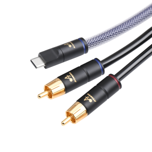 ATAUDIO HiFi USB Type-C to 2RCA Audio Cable High Quality OFC Type-C to 2RCA Male Plug Profesional HiFi Cable for Phone Speaker