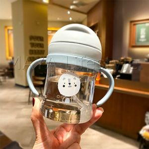 MAYA แก้วหัดดืมน้ำเด็ก 250 มล แก้วพลาสติกอนุบาล ใส่นม หลอดนิ่ม พกพาได้ง่าย Childrens straw cup