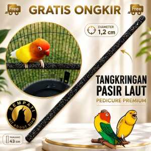 SEMPATI Tangkringan Burung  Kenari Lovebird Pasir Laut 43 Cm Diameter 12mm Premium Tangkringan Sangkar Kandang Burung Kotak Kenari Lovebird Parkit Kacer Tangkringan Pedicure Asah Kuku Paruh