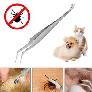 GAN62 2 In 1 Tick Tweezers Professional Stainless Steel Dog Louse Clip Pet Supplies Durable Tick Remover Tweezers Humans