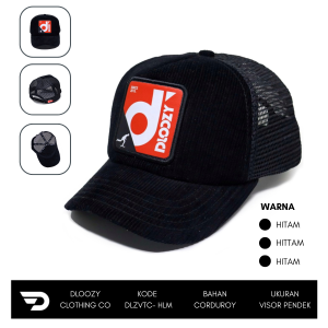 DLOOZY Topi Jaring Corduroy Visor Pendek Army Cream DLZTC-ACA