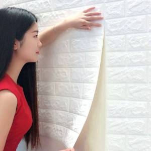 SuperHome 🛠วอลเปเปอร์ติดผนัง 3 มิติ wp-002 ขนาด 34x38 cm. ลายกำแพงอิฐ มีกาวในตัว 🛠#WP002