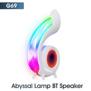New multifunctional Speaker Portable Bluetooth Speaker Wireless Bluetooth Speaker with RGB Atmosphere Night Light Abyss Lamp Lyrics Display RGB Colorful Atmosphere Lamp Desk Lamp Clock Alarm Clock Makeup Mirror Six in One Speaker with dancing LED light