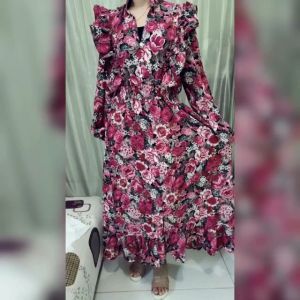 Dress Maxi Import 31170# Merah Sore Maxi - Barang Import dengan Desain Sesuai Foto - Cek Stok Ukuran Sebelum Order - Selamat Belanja