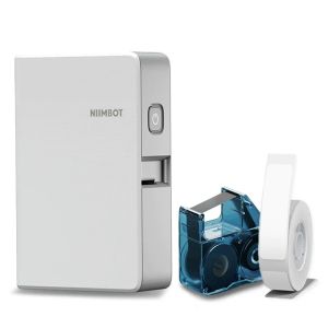 NIIMBOT B18 Label Printer Portable Label Maker with Black Ribbon Cartridge and White Labels Support Multi-Color Printing Label Maker Machine for Logo Barcode Price Tag Name Home Office School Kitchen Organizing Medicine Business Equipment - VMI Direct