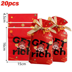 【Hibeautylife】20Pcs Horse Year Candy Bags Gift Bag Cookie Drawstring Packing Bag Chinese Decorations for Home New Year 2026
