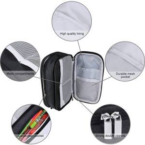& Cod Pencil Case Large Capacity Pencil Cases Pen Bag Pouch Holder Travel Cosmetic Make up Bag Pouch Cable Bag Pouch with Multi Compartments for School Students Office Adults Black