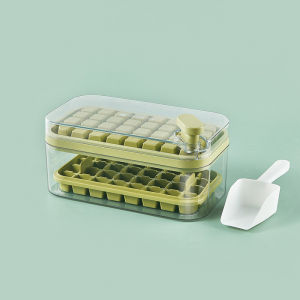 64 Grids Double Layer One Press Ice Tray with Lid Ice Cube Maker Deicing Baby Food Storage Food Grade 两层妙咔一键出冰冰盒