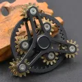 Pure Brass Fidget Spinner Gears Linkage Fidget Gyro Toy Metal DIY Hand Spinner Spins Long Time EDC Focus Meditation Break Bad Habits ADHD with Multiple Premium Bearings (13 Bearings Black). 