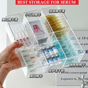 Serum Organizer Storage Box Freeze Dried Powder Container Cover Dustproof Transparent 抛精华收纳盒亚克力桌面化妆护肤品口红香水展示置物架透明分隔