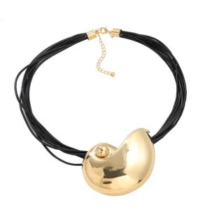 Contemporary vàng/bạc ốc xà cừ Vòng cổ cho phụ nữ da PU có thể điều chỉnh dây dây choker phụ kiện thời trang