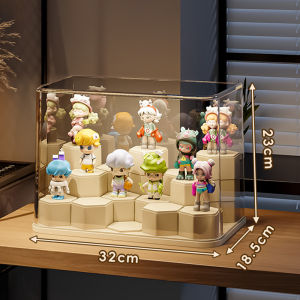 Vision Transparent Toy Storage Box with 14 DIY Building Block Bases Layered Model Display Box Blind Box Storage Rack Dust-proof Doll Model Display Container