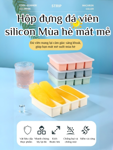 khay đựng đá viên làm mát lâu dài cấp thực phẩm khuôn làm đá có nắp mát mẻ truy cập an toàn