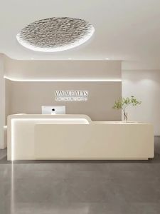 xpkQ Danish Creamy Style Cashier Counter Nordic High-end Clothing Store Beauty Company Reception Desk Office Furniture FYRD J6H9P