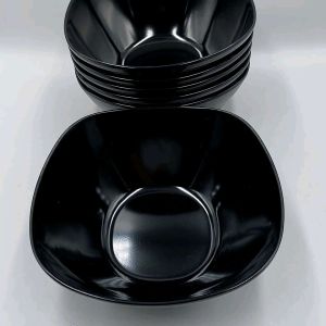 7.5นิ้ว ชามสี่เหลี่ยม ชามเมลามีน ชามสีดำ ชามก๋วยเตี๋ยว ชามแกง เมลามีนแท้100% บรรจุ6ใบ