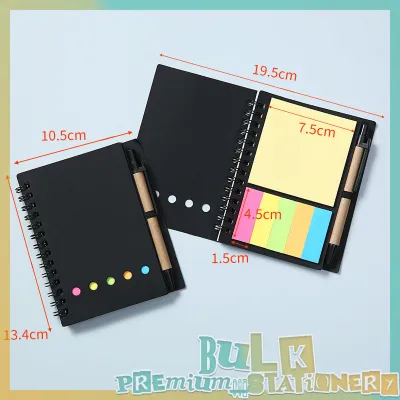 BULK Spiral Bound Notepad Set with Pen Holder & sticky note- bookmark Notebooks School Stationery