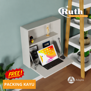 Adapta - Meja Lipat Rak Dinding Minimalis -  Floating Desk Meja Ambalan Rak Gantung Tempel Dinding - RUTH - E12