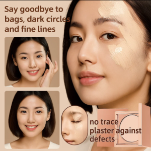 💕Colored Under-Eye Concealer Cream with Makeup Brush Concealer Liquid Foundation to Cover Acne Marks Dark Circles and Brighten Cc Cream遮瑕膏粉底液
