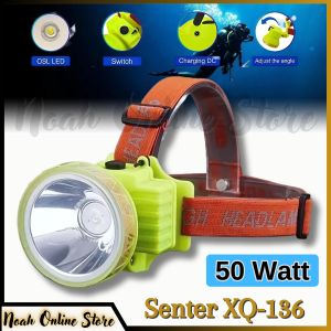 Senter Kepala 50Watt XQ-136 Cahaya Putih 3000mAh / Senter Kepala LED Super Terang / Senter Kepala 50W Headlamp LED / HeadLamp 50 Watt / Headlamp Diving