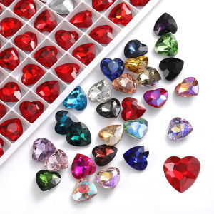 Luxury 50pcs Heart Shape 8mm/10mm Shiny Crystal Glass Rhinestone for Garments Design