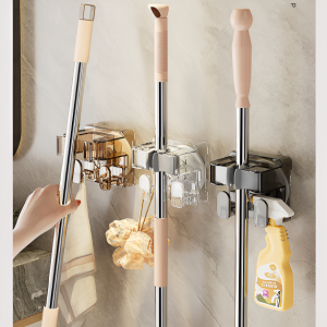Wall Mounted Clip Holder Mop Hook Storage Rack Hook Kitchen Bathroom Multi-Purpose Hooks Clip