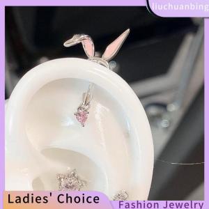 [COD] liuchuanbing Jewellery 1Pcs Cats Ear Shaped Flash Zircon Heart Cross Pendant Ear Bone Nail Earring For Women Trendy Body Accessories