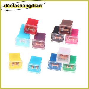 [Duola] 20A ฟิวส์ทรงสี่เหลี่ยมขนาดเล็ก5ชิ้นฟิวส์รถยนต์ยานยนต์พร้อมกล่องพลาสติกการจัดประเภทฟิวส์อัตโนมัติชุด90A 80A 40A 60A 50A